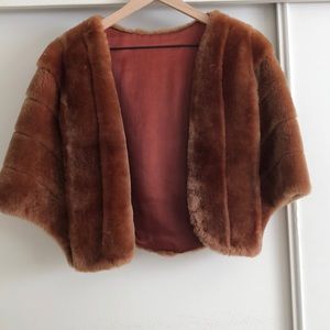 Lined brown faux fur shrug/shawl